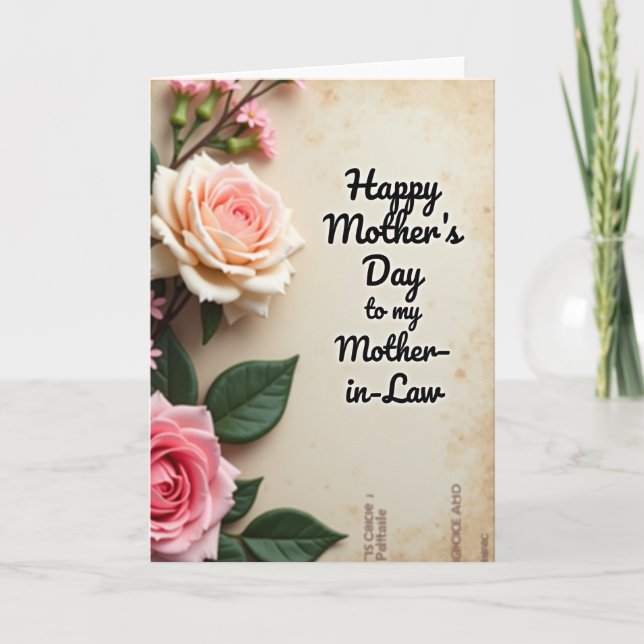 Blush Rose Mother In Law Card (Front)