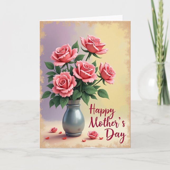 Blush Rose Mothers Day Art Card (Front)