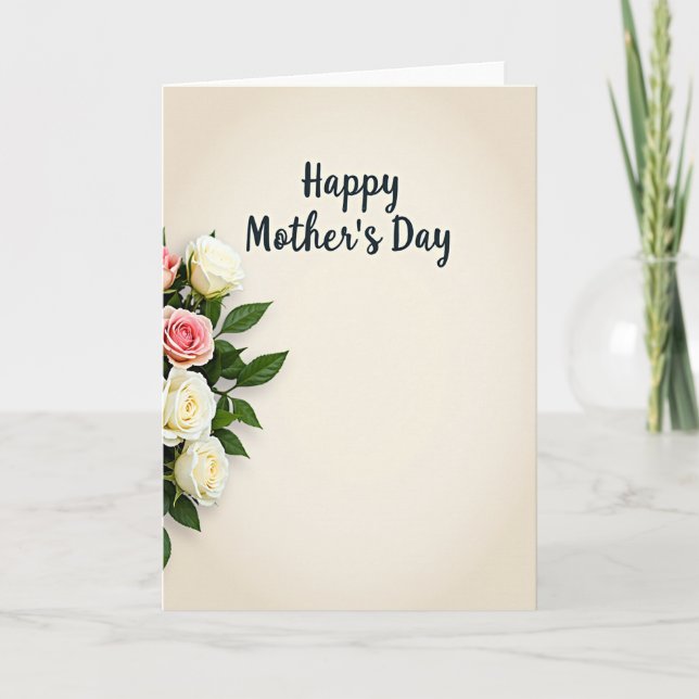 Blush Rose Mothers Day Greeting Card (Front)