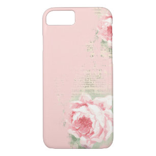 blush rose on old newspaper iPhone 8/7 case