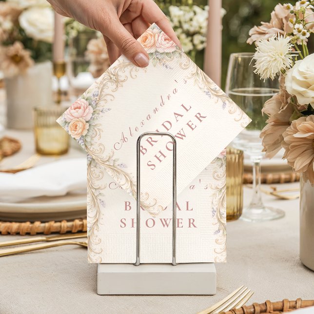 Blush Rose Ornate Baroque Bridal Shower Napkins (Creator Uploaded)