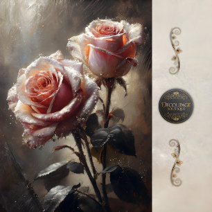 Blush Rose Pair Decoupage Tissue Paper