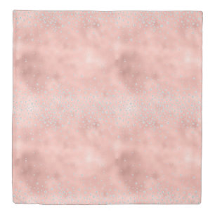 Blush Rose Pink Bling Jeweled Duvet Cover
