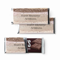 Blush Rose Pink Chocolate Gold Glitter Birthday Hershey Bar Favors