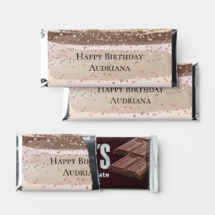 Blush Rose Pink Chocolate Gold Glitter Birthday Hershey Bar Favors