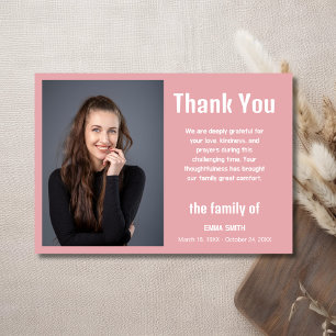 Blush Rose Pink Elegant Photo Funeral Sympathy Card
