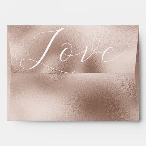 Blush Rose Pink Glam White Love Wedding Envelope