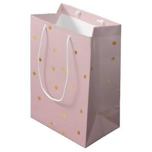 Blush Rose Pink Gold Confetti Sparkle Medium Gift Bag