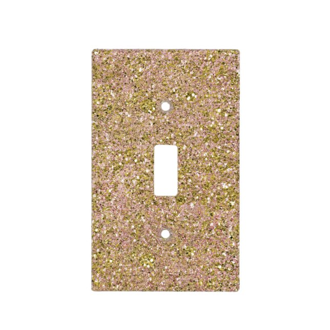 Blush Rose Pink & Gold Glam Glitter Party Sparkle Light Switch Cover (Front)