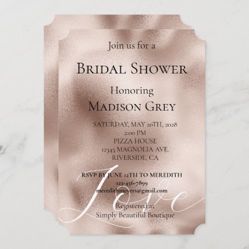 Blush Rose Pink Love Bridal Shower Invitation