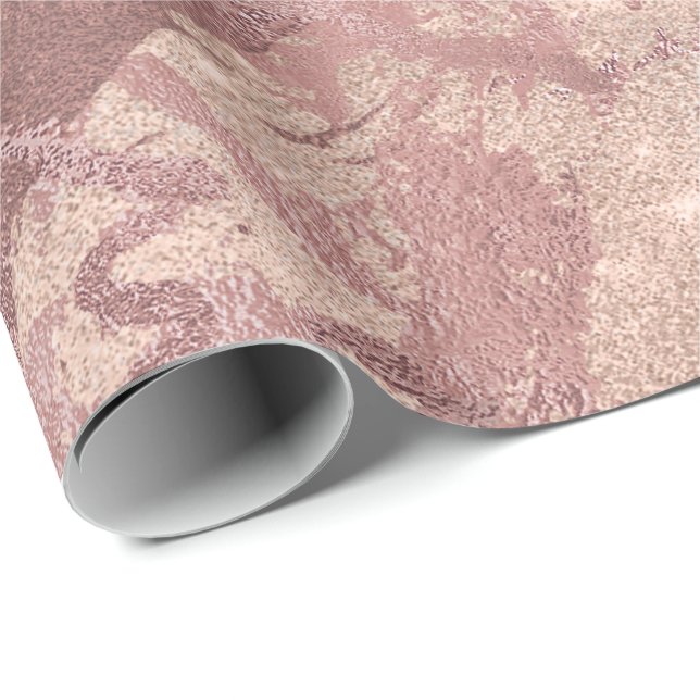 Blush Rose Pink Marble Shiny Spark Powder Texture Wrapping Paper (Roll Corner)