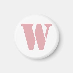 Blush Rose Pink Minimalist Family Monogram Letter  Magnet