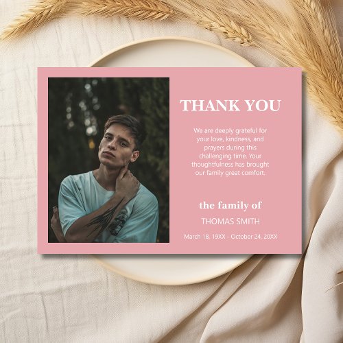 Blush Rose Pink Minimalist Photo Funeral Sympathy