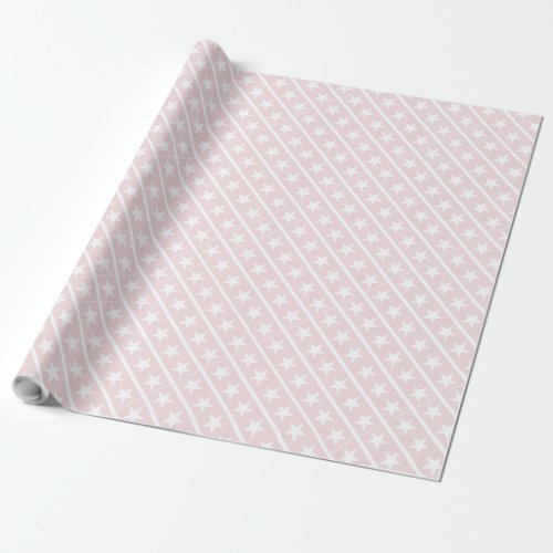 Blush Rose Pink Modern Stylish Design Trendy Star Wrapping Paper