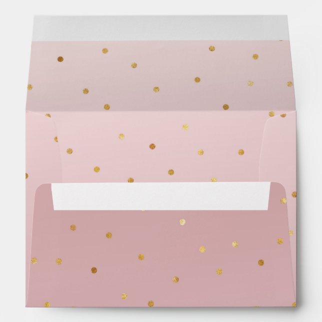 Blush Rose Pink Ombre Gold Confetti Sparkle Envelope (Back (Bottom))