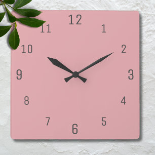 Blush Rose Pink Solid Color Classic Elegant Square Wall Clock