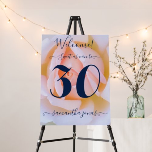 Blush rose pink white 30th birthday party foam board