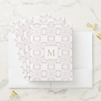 Blush Rose Pocket Folder Set with Custom Initial