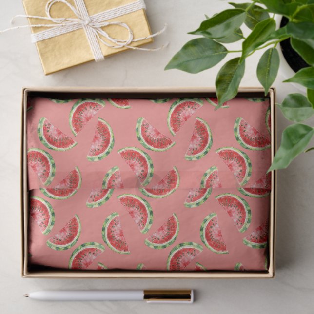 Blush Rose Red Green Watermelons Birthday Tissue Paper (Gift)