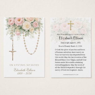 Blush Rose Rosary Draped Memorial Prayer