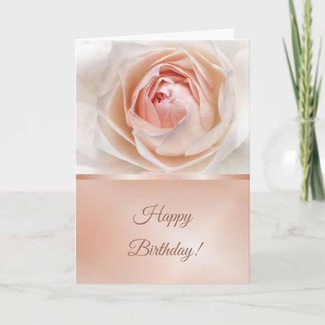 Blush Rose Rose Gold Birthday Card (Front)