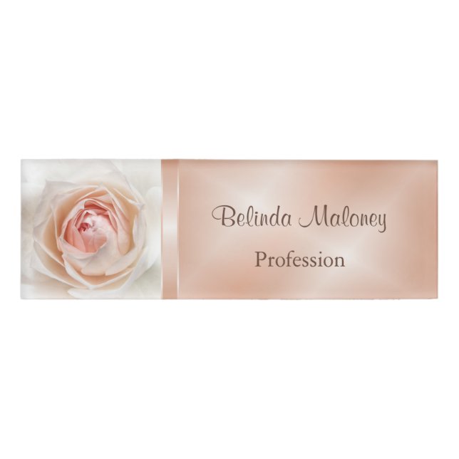 Blush Rose Rose Gold Foil Name Tag (Front)