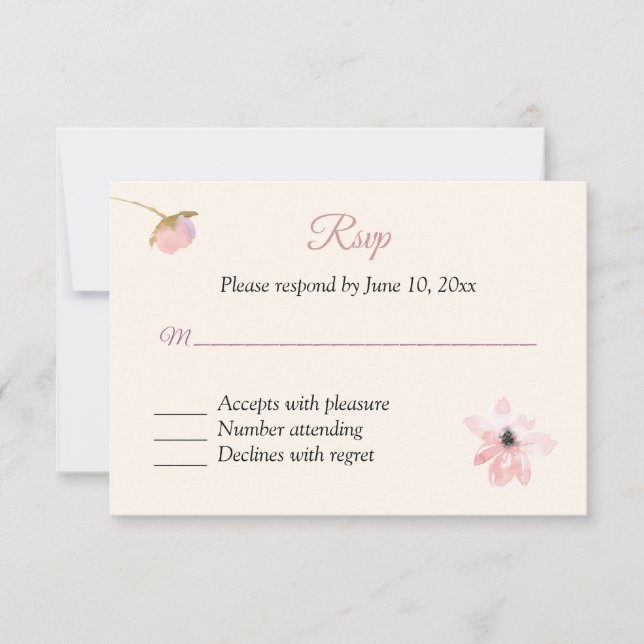 Blush Rose RSVP Response Card (Front)