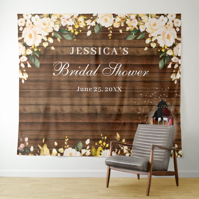 Blush Rose Rustic Wood Bridal Shower Backdrop (In Situ (Horizontal))