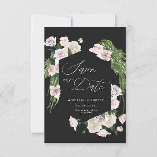 Blush rose sophisticated floral Save The Date Card