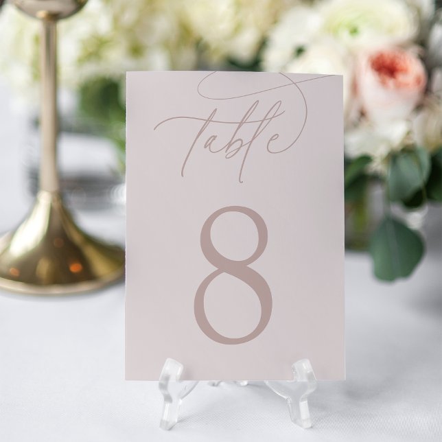 Blush + Rose Taupe | Simple Elegant Script Table Number (Creator Uploaded)