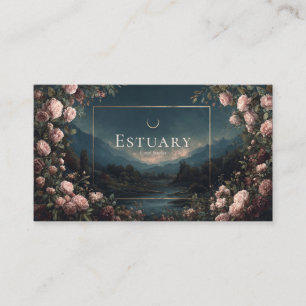 Blush Rose Twilight Mountain Crescent Moon Business Card