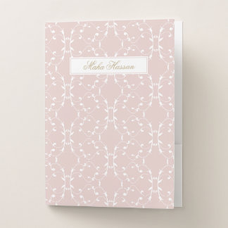 Blush Rose Vine Pattern Design | Custom Name Pocket Folder