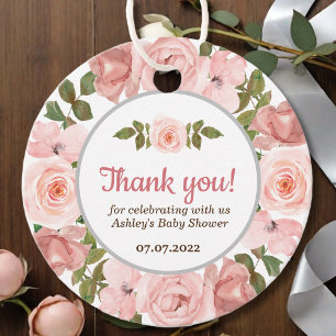 Blush Rose Watercolor Floral Baby Shower Favor Tags