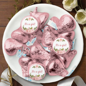 Blush Rose Watercolor Floral Baby Shower Hershey®'s Kisses®