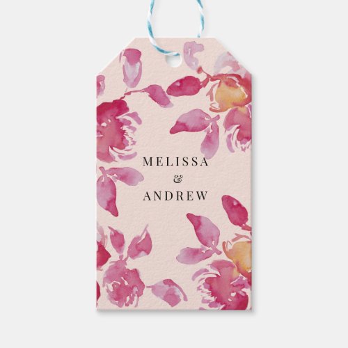 Blush Rose Watercolor Modern Wedding Gift Tags