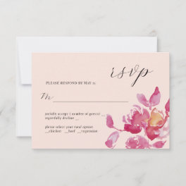 Blush Rose Watercolor Modern Wedding RSVP Card
