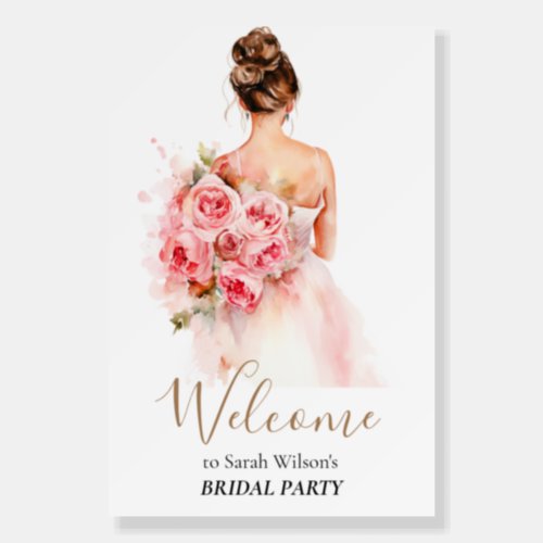 Blush Rose Watercolor  Wedding Gown Bridal Shower Foam Board