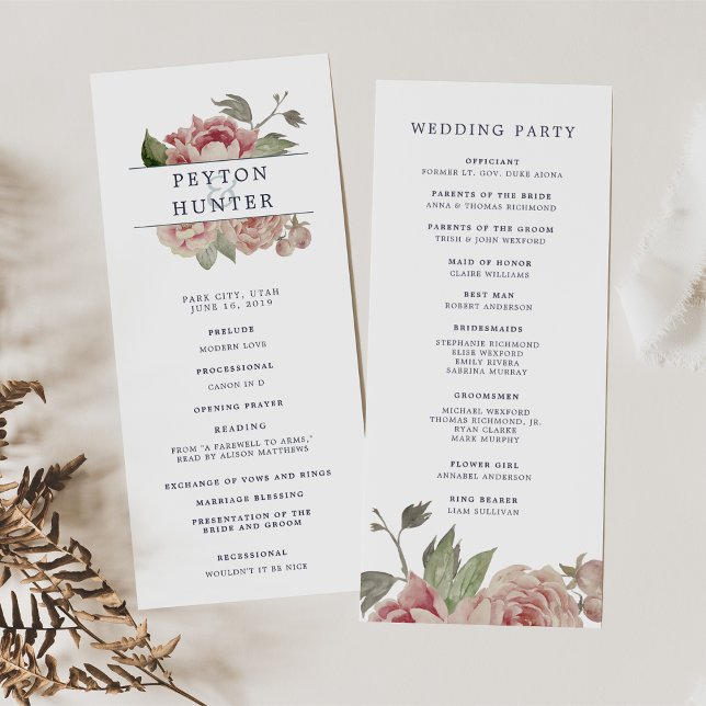 Blush Rose Wedding Ceremony Program (Creator Uploaded)