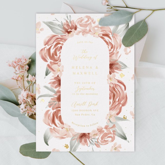 Blush Rose Wedding Gold Foil Invitation (Creator Uploaded)