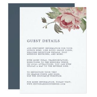 Blush Rose Wedding Guest Details Card