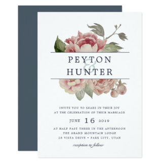 Blush Rose Wedding Invitation