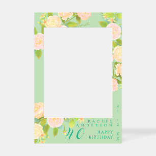 Blush Rose Yearly Birthday Pale Green Selfie Frame