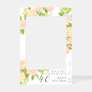 Blush Rose Yearly Birthday White Selfie Frame