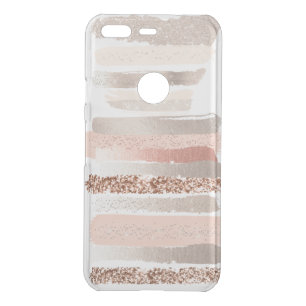 Blush Rosegold Copper Glitter Stripes Uncommon Google Pixel Case