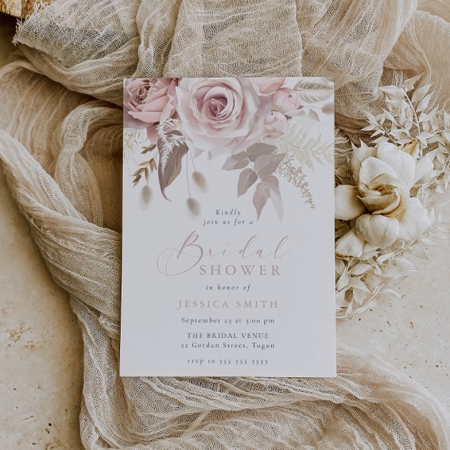 Blush Roses Beautiful Bridal Shower Invitation (Creator Uploaded)