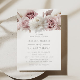 Blush Roses Beautiful Wedding Invitation