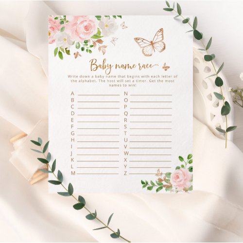Blush roses butterfly baby name race game