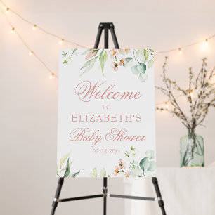 Blush Roses Eucalyptus Girl Baby Shower Welcome Foam Board