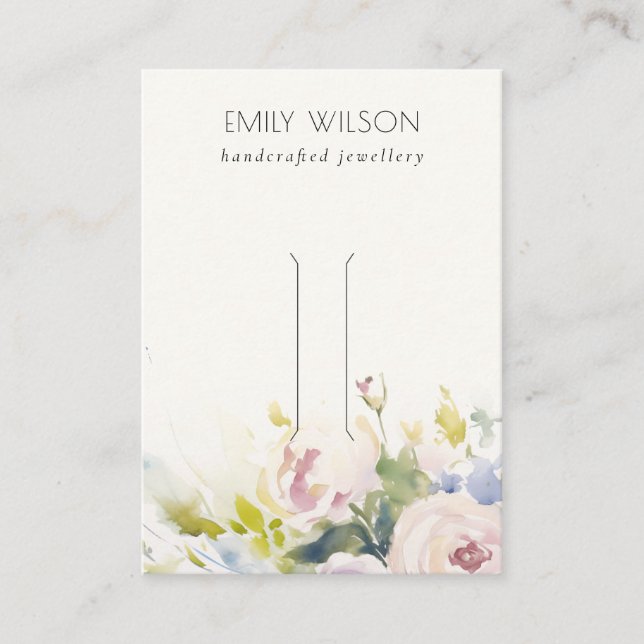 Blush Roses Floral Bunch Hairpin Jewelry Display Business Card (Front)