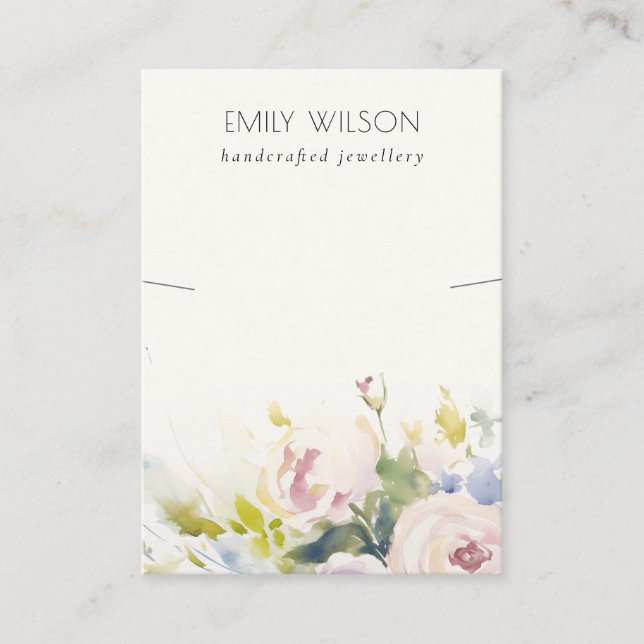 Blush Roses Floral Bunch Necklace Jewelry Display Business Card (Front)